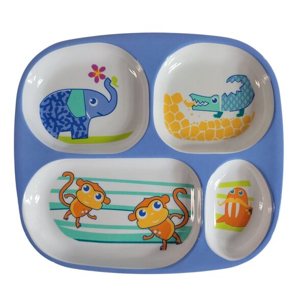 Target Home Melamine Divided Plates Set of 4 Animals Fish Dino Ocean BPA Free - Picture 6 of 13